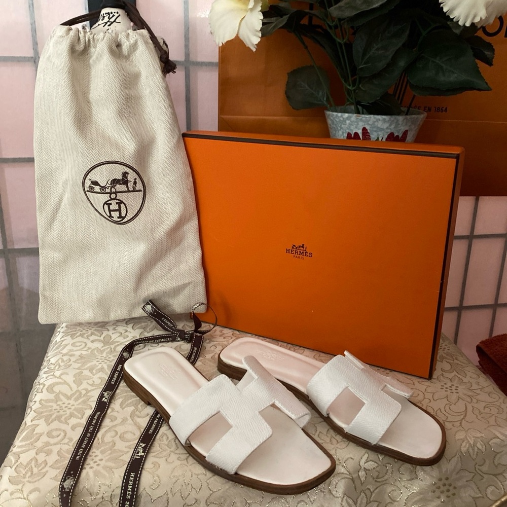 Hermes White Sandals